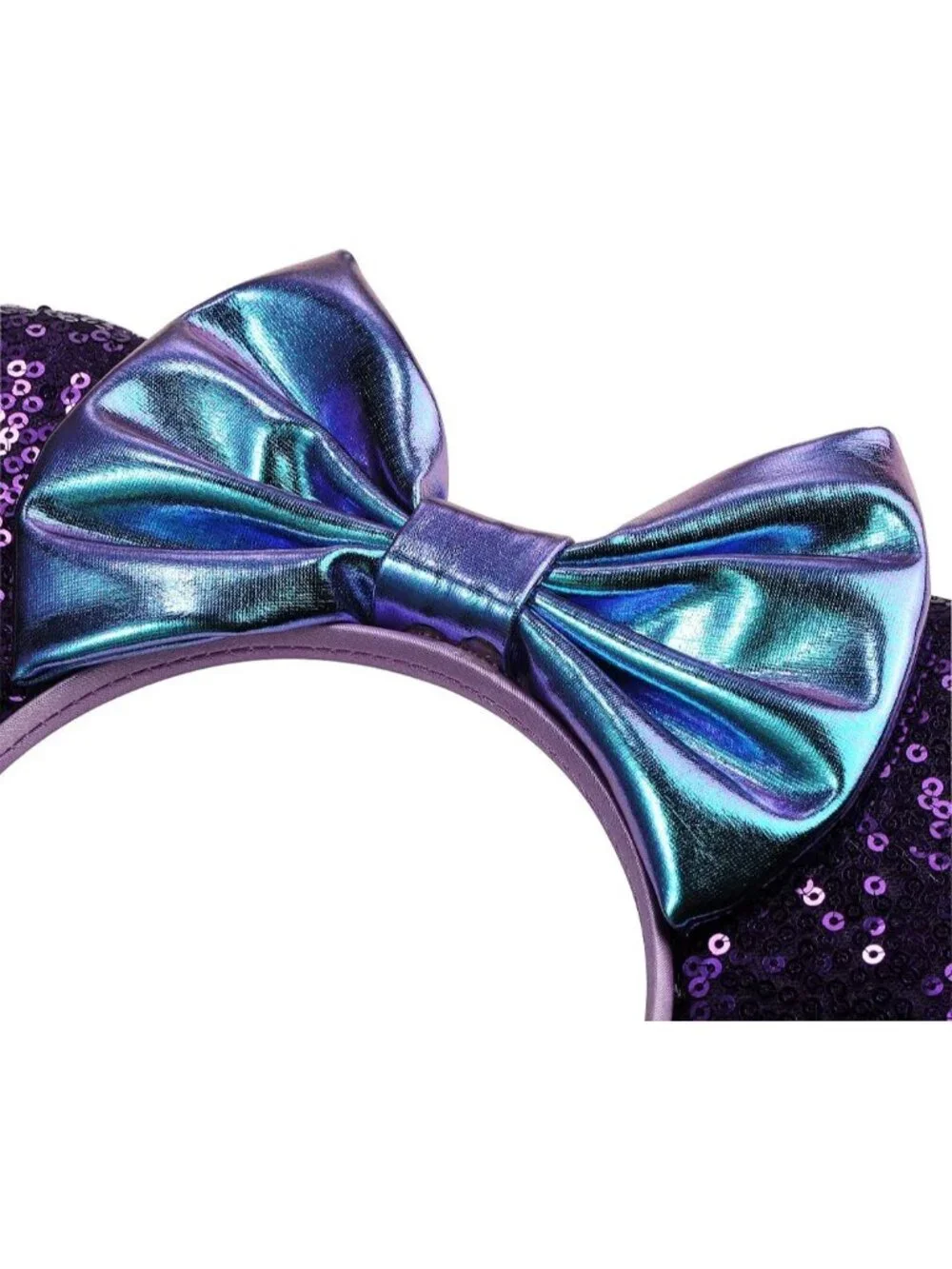 Women Purple Sequin Handmade Mickey Mouse Headband 2 Pieces
